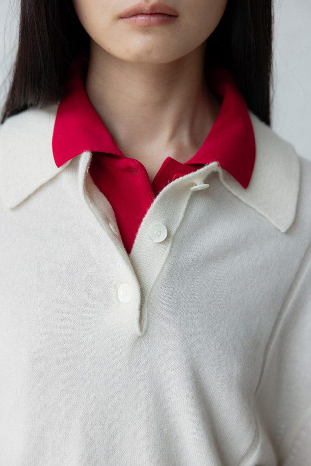 LE CASHMERE - 스웨터 - Basic Polo Sweater (White)