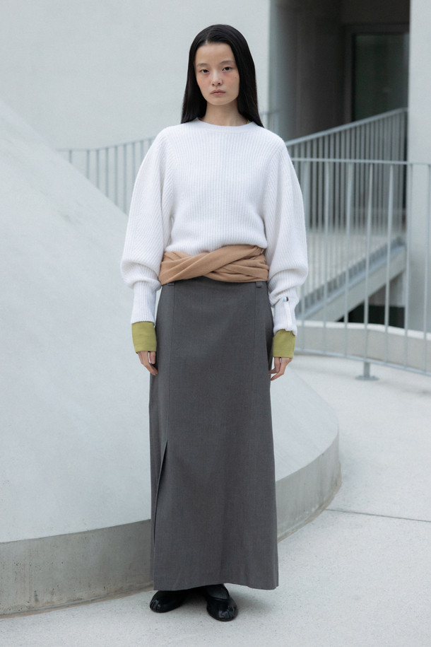 LE CASHMERE - 스웨터 - Volume Sleeve Sweater (White)