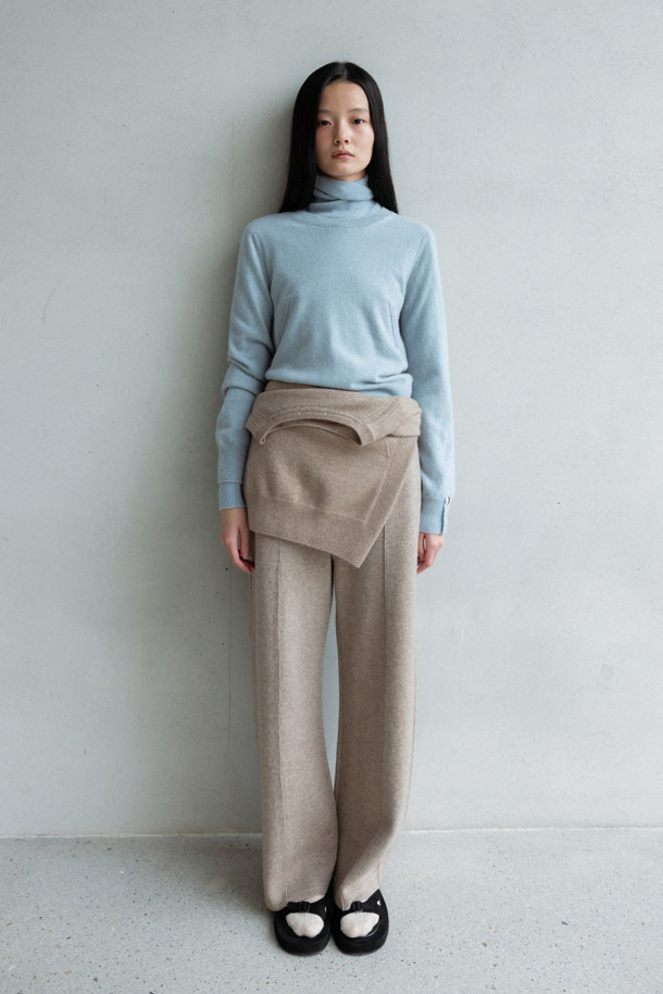 LE CASHMERE - 롱/미디팬츠 - Wide Pants (Dark Beige)