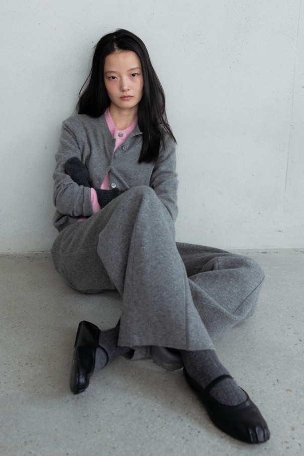 LE CASHMERE - 롱/미디팬츠 - Wide Pants (Gray)