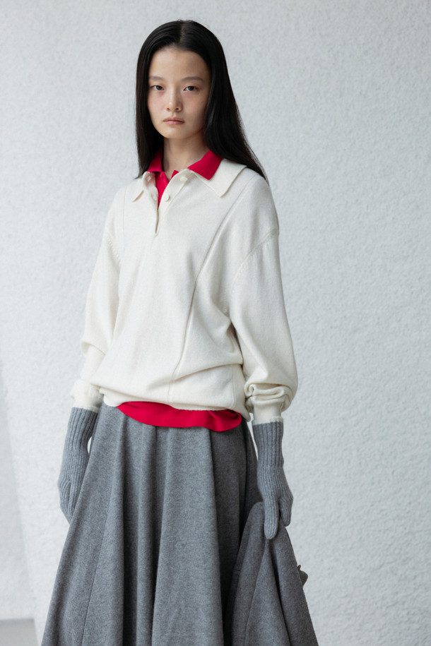 LE CASHMERE - 스웨터 - Basic Polo Sweater (White)