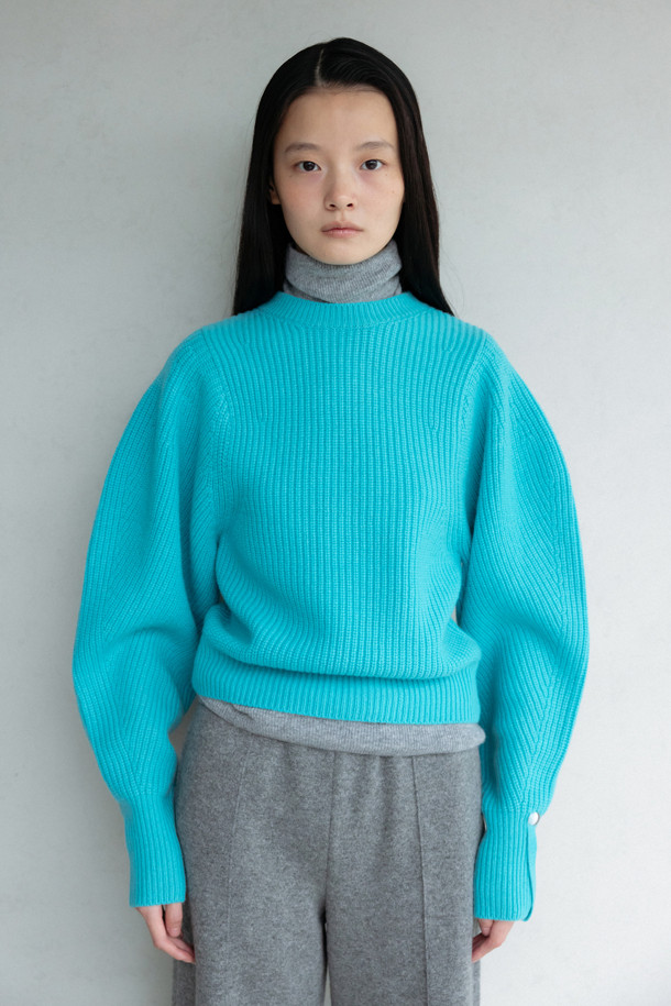 LE CASHMERE - 스웨터 - Volume Sleeve Sweater (Blue)