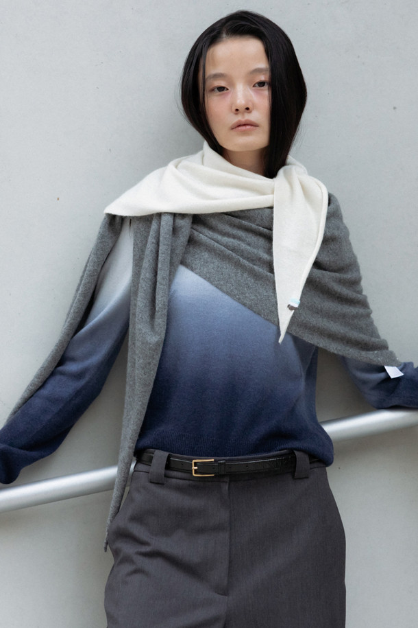 LE CASHMERE - 스카프/머플러 - Triangle Muffler (Gray)