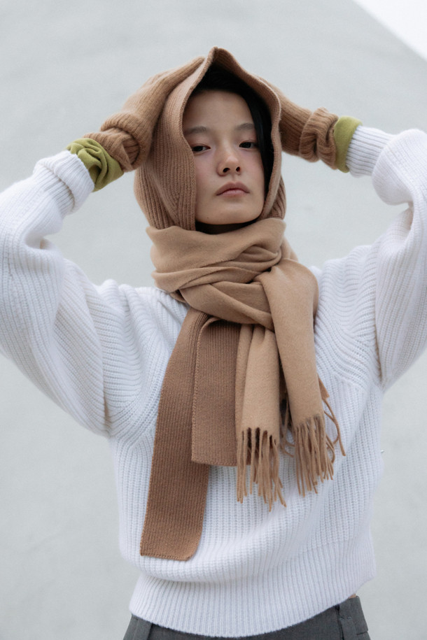 LE CASHMERE - 장갑 - Ribbed Gloves (Camel)