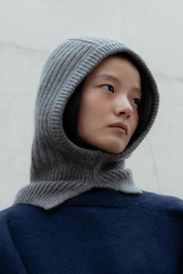 LE CASHMERE - 모자 - Hoodie Balaclava (Gray)