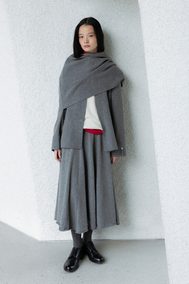 LE CASHMERE - 롱스커트 - Long Flare Skirt (Gray)