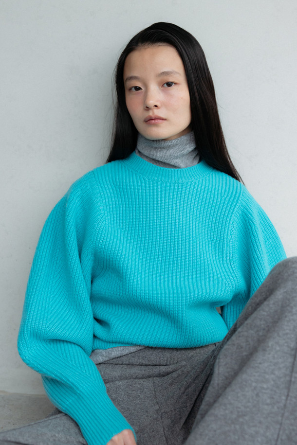 LE CASHMERE - 스웨터 - Volume Sleeve Sweater (Blue)