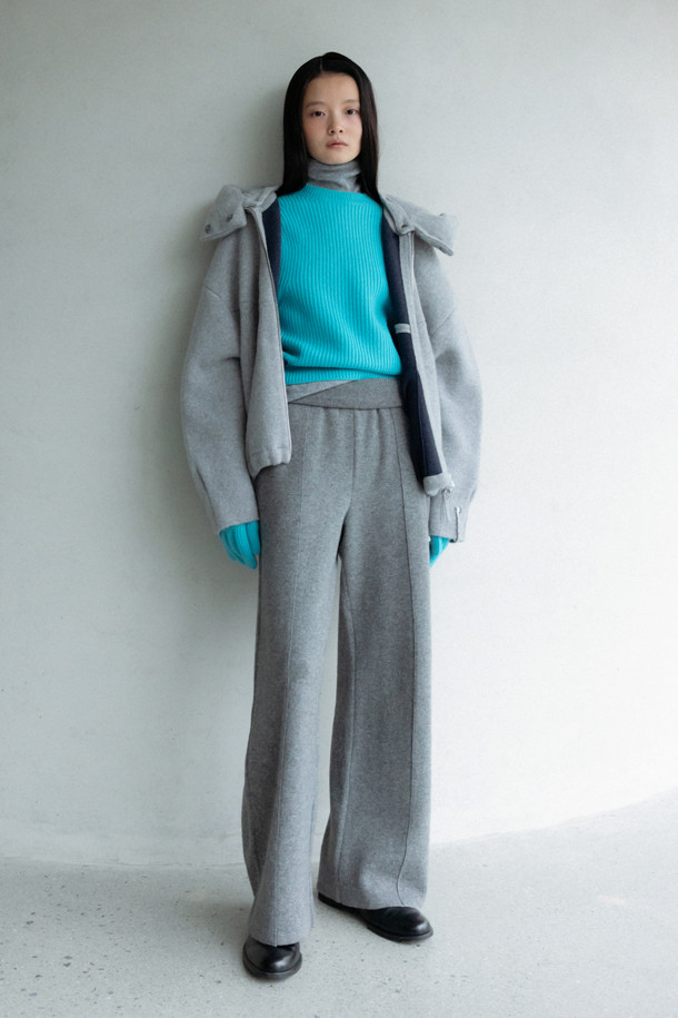 LE CASHMERE - 롱/미디팬츠 - Wide Pants (Gray)