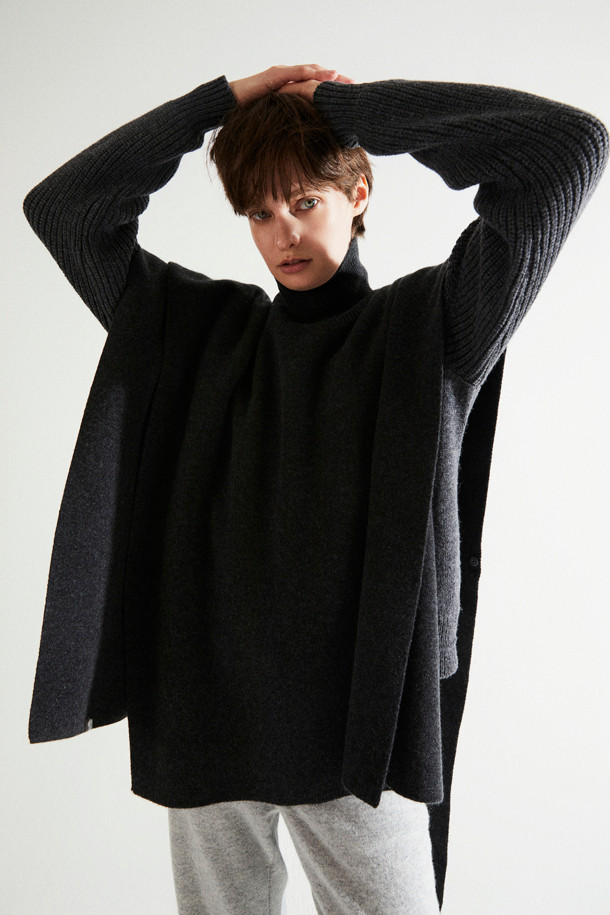 LE CASHMERE - 베스트 - Cashmere Cape Vest (Charcoal)