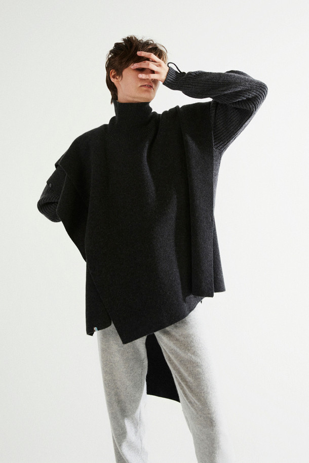 LE CASHMERE - 베스트 - Cashmere Cape Vest (Charcoal)