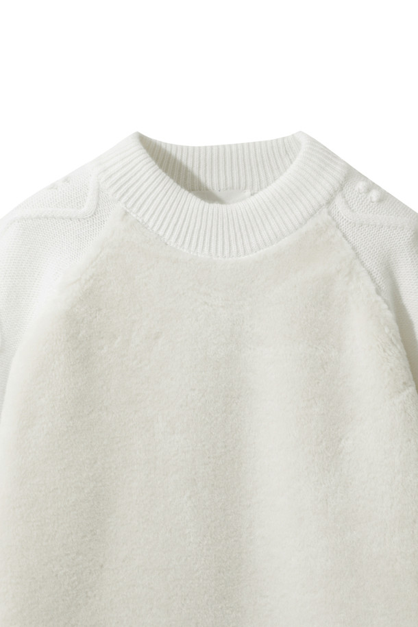 LE CASHMERE - 스웨터 - Eco Fur Cable Sweater (White)