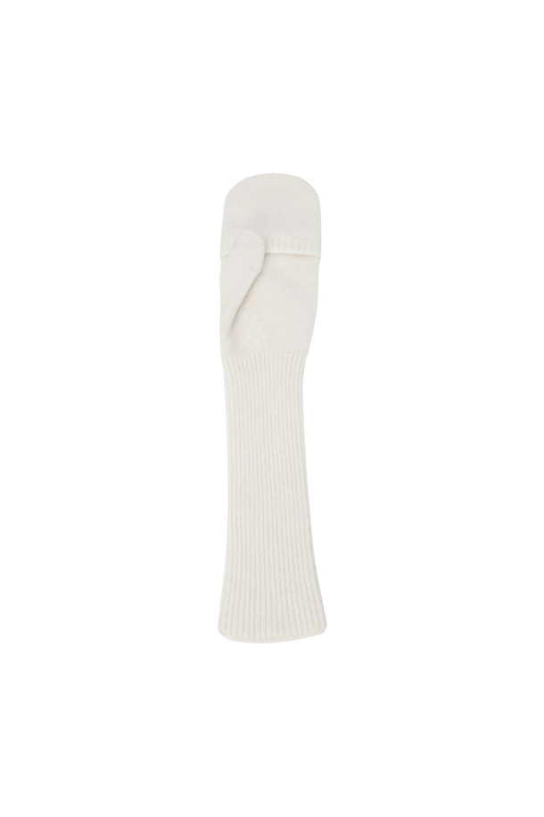 LE CASHMERE - 장갑 - Long Ribbed Mitten (White)