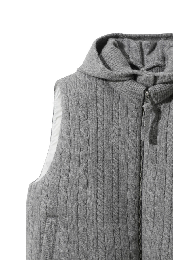 LE CASHMERE - 베스트 - Cashmere Cable Vest (Gray)