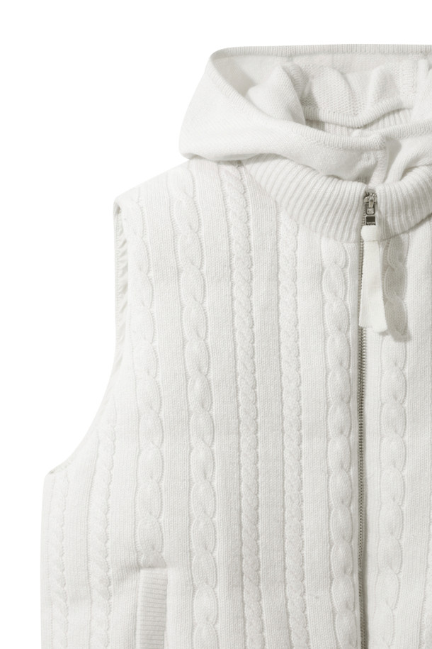 LE CASHMERE - 베스트 - Cashmere Cable Vest (White)