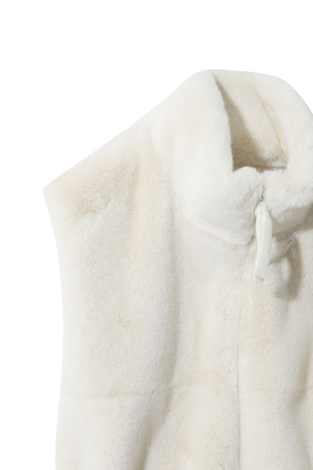 LE CASHMERE - 베스트 - Eco Fur Knit Vest (White)