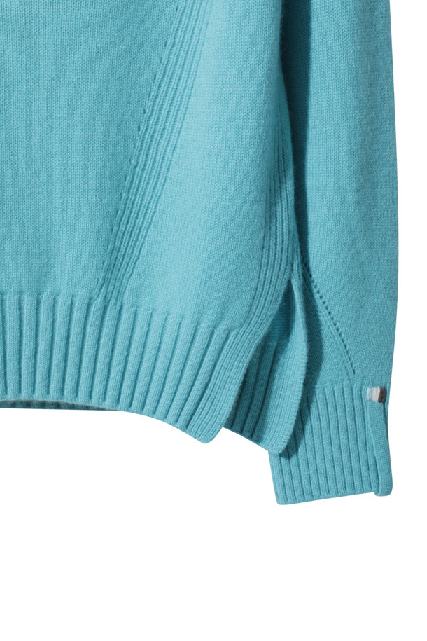 LE CASHMERE - 스웨터 - Wide Collar Sweater (Blue)