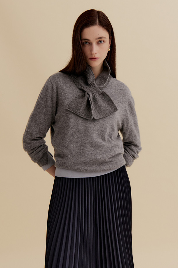 LE CASHMERE - 스카프/머플러 - Cashmere Mini Muffler (Light Gray)