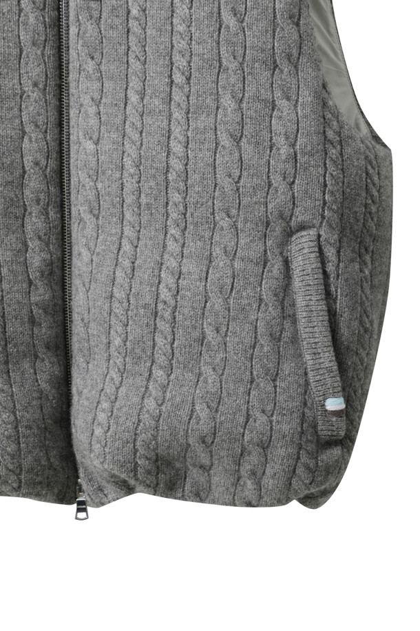 LE CASHMERE - 베스트 - Cashmere Cable Vest (Gray)