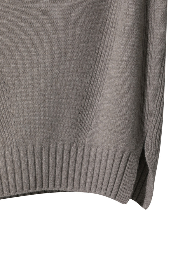 LE CASHMERE - 스웨터 - Wide Collar Sweater (Camel Beige)