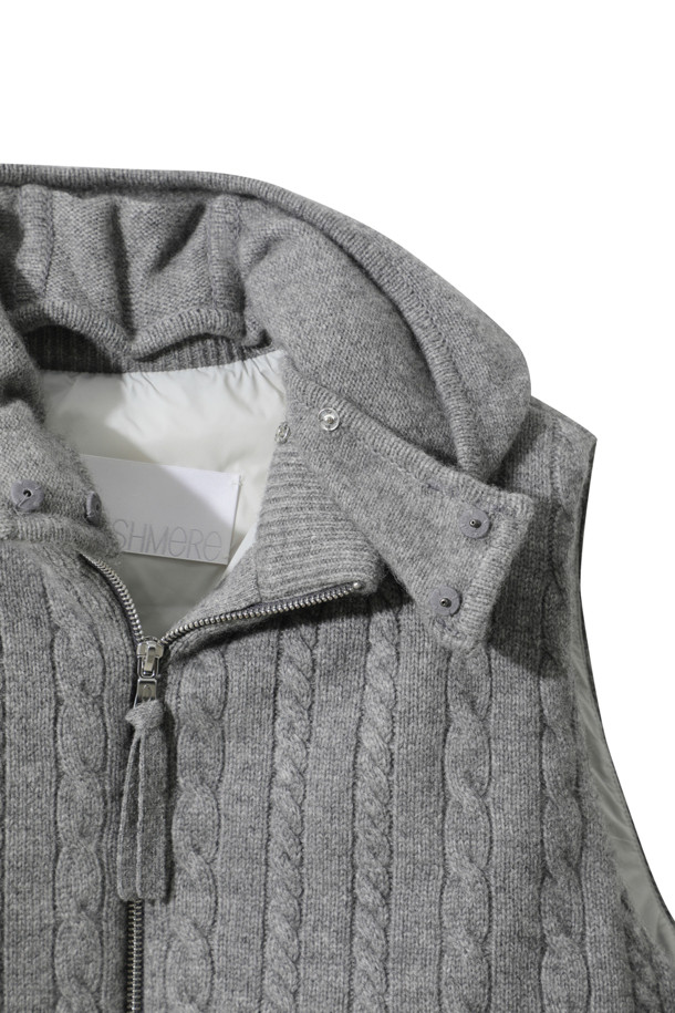 LE CASHMERE - 베스트 - Cashmere Cable Vest (Gray)