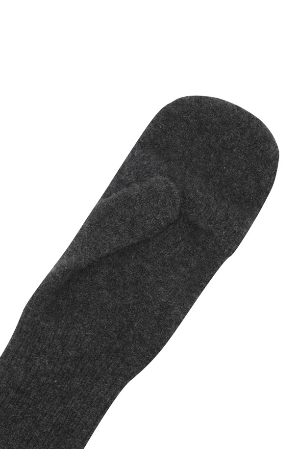 LE CASHMERE - 장갑 - Long Ribbed Mitten (Charcoal)