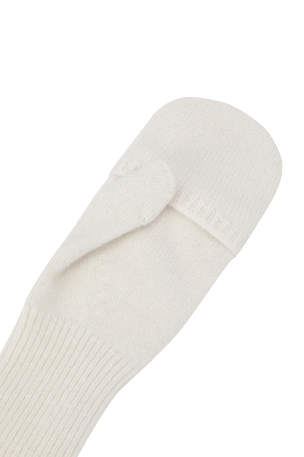 LE CASHMERE - 장갑 - Long Ribbed Mitten (White)