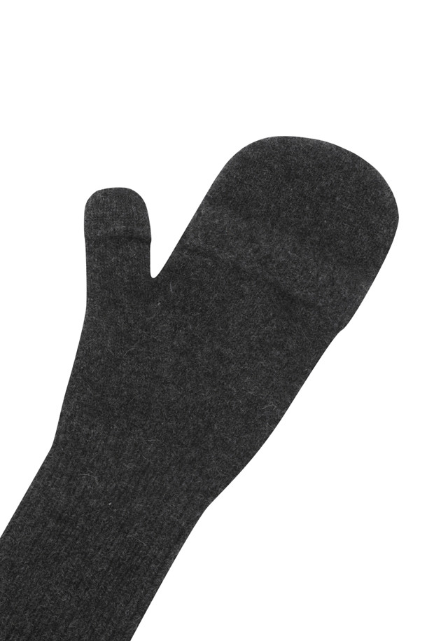 LE CASHMERE - 장갑 - Long Ribbed Mitten (Charcoal)