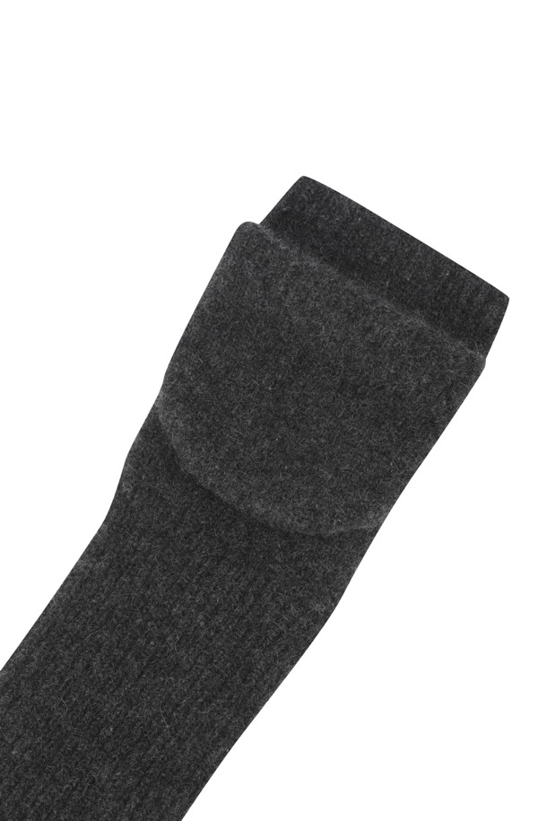 LE CASHMERE - 장갑 - Long Ribbed Mitten (Charcoal)