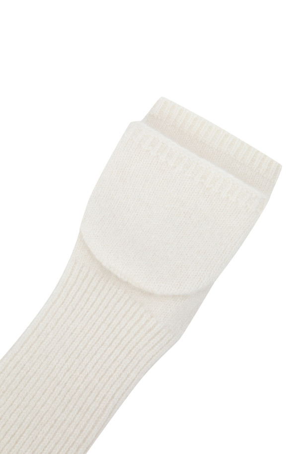 LE CASHMERE - 장갑 - Long Ribbed Mitten (White)