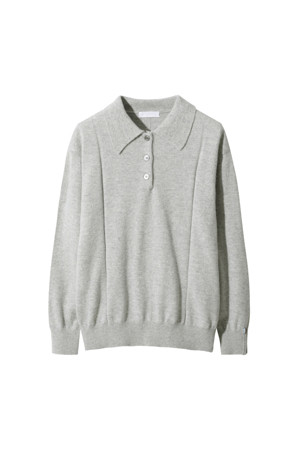 Basic Polo Sweater (Light Gray)