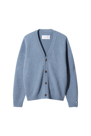 Men Alpaca Cardigan (Melange Blue)