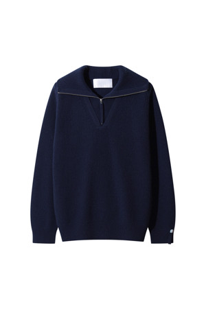 Men Ribbed Polo Sweater (Navy)