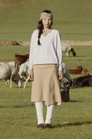 Two-tone Polo Sweater (Ivory)