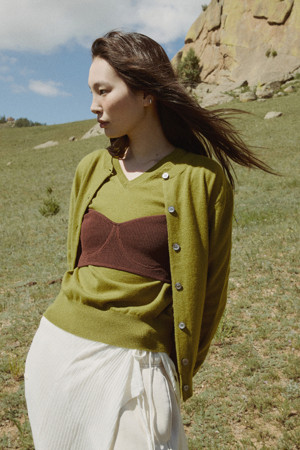 Classic Button Cardigan (Olive)