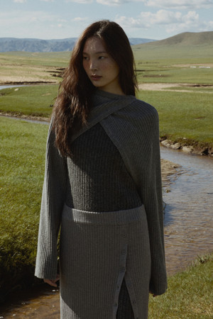 Wide-sleeve Bolero (Grey)