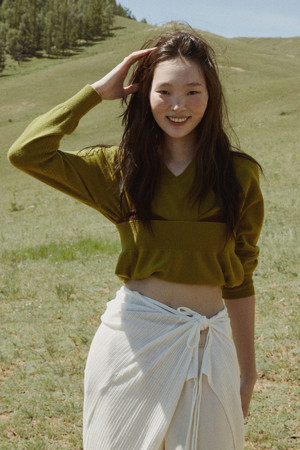 Classic V-neck Sweater (Olive)