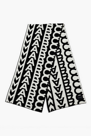 Jacquard Monogram Knit Scarf_Black/Ivory(N704J01FA22-004)