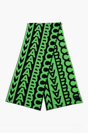 Jacqd Monogram Knit Scarf_Grey/Fluo Green (N704J01FA22-094)n