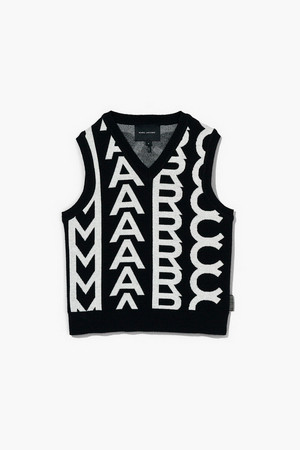 Jacquard Monogram Knit Vest_Black/Ivory(N609J01FA22-004)