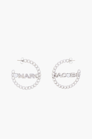 Chain Hoop Earrings_Crystal/Silver (J207MT4RE22-980)