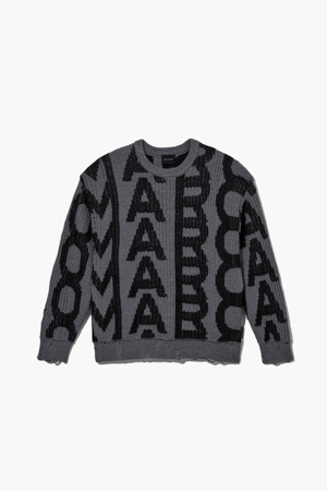 Monogram Distressed Sweater_Black/Charcoal (N608W10RE22-084)