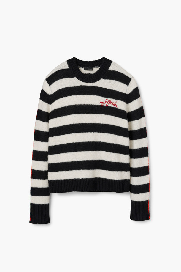 MARC JACOBS - 니트/가디건 - Striped Brushed Logo Sweater_Black/White (2F4RTP061K07-005)