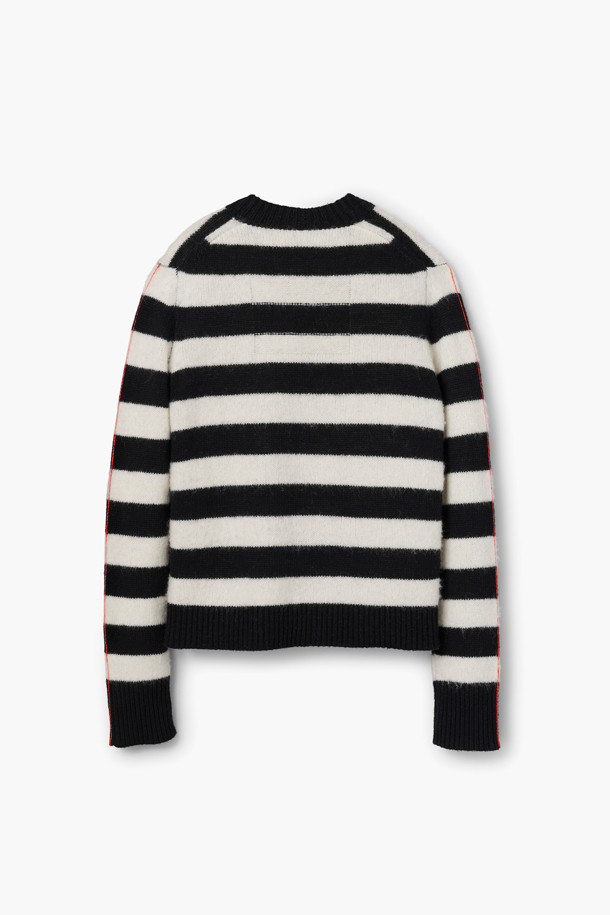 MARC JACOBS - 니트/가디건 - Striped Brushed Logo Sweater_Black/White (2F4RTP061K07-005)