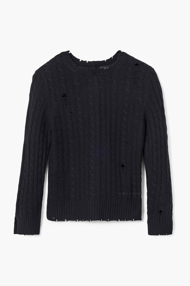 MARC JACOBS - 가디건 - Shrunken Cashmere Cable Cardi_Black (2F4RTP018K18-001)