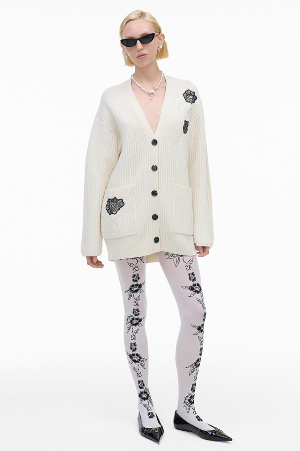 MARC JACOBS - 니트/가디건 - Lace Applique Cardigan_Porcelain (2F4RTP041K41-278)