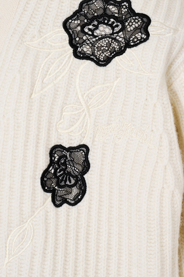 MARC JACOBS - 니트/가디건 - Lace Applique Cardigan_Porcelain (2F4RTP041K41-278)