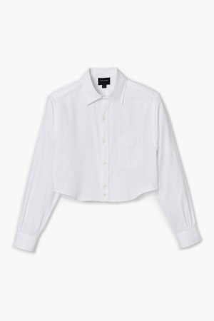 Monogram Jacquard Shirting Cropped Femme Shirt_Wtite (2F4RTP066W08-100