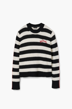 Striped Brushed Logo Sweater_Black/White (2F4RTP061K07-005)