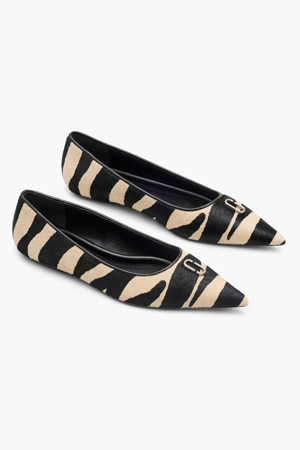 Zebra Hair Calf J Marc The Pointy Toe Ballerina_Black/White (2F4FFL001F09-005)