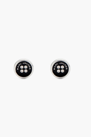 Button Enamel Button Stud Earrings_SILVER/BLACK (2R4JER001J35-047)